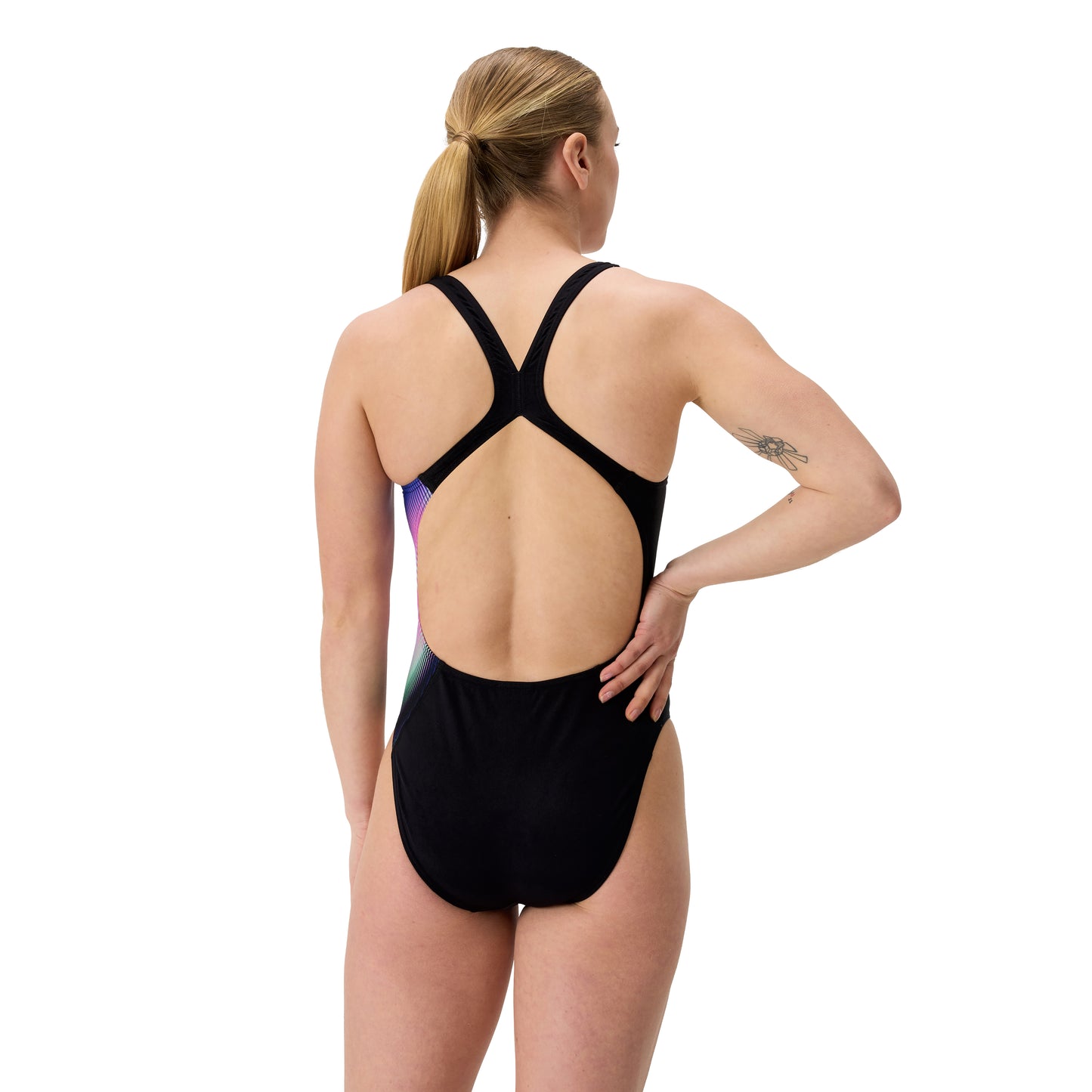 SPEEDO WOMENS CLUB TRAINING PRINTED POWERBACK SWIMSUIT