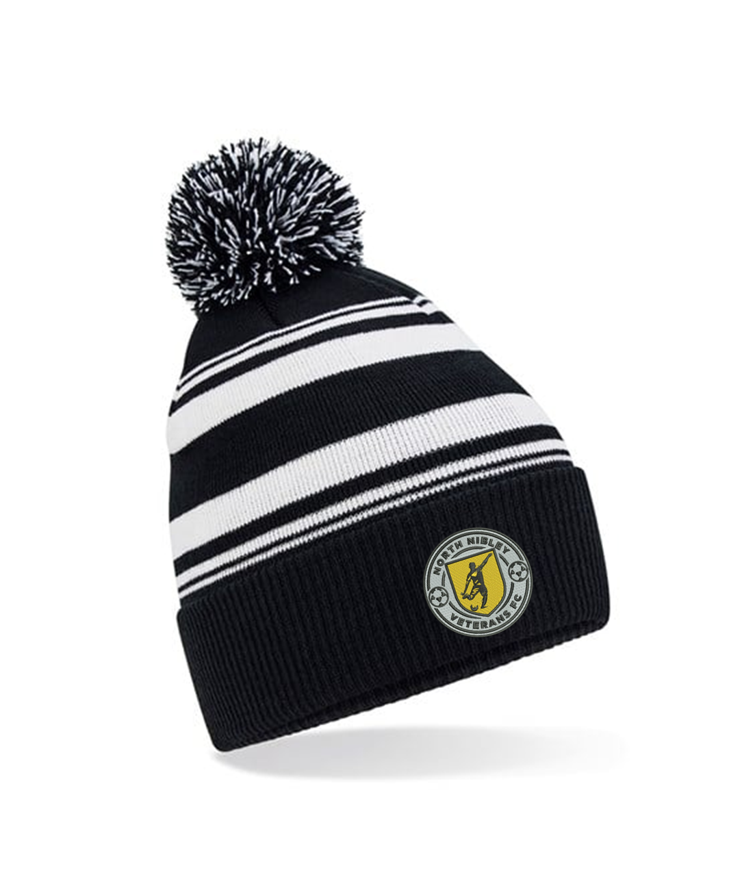NORTH NIBLEY VETS STRIPED FAN BOBBLE HAT