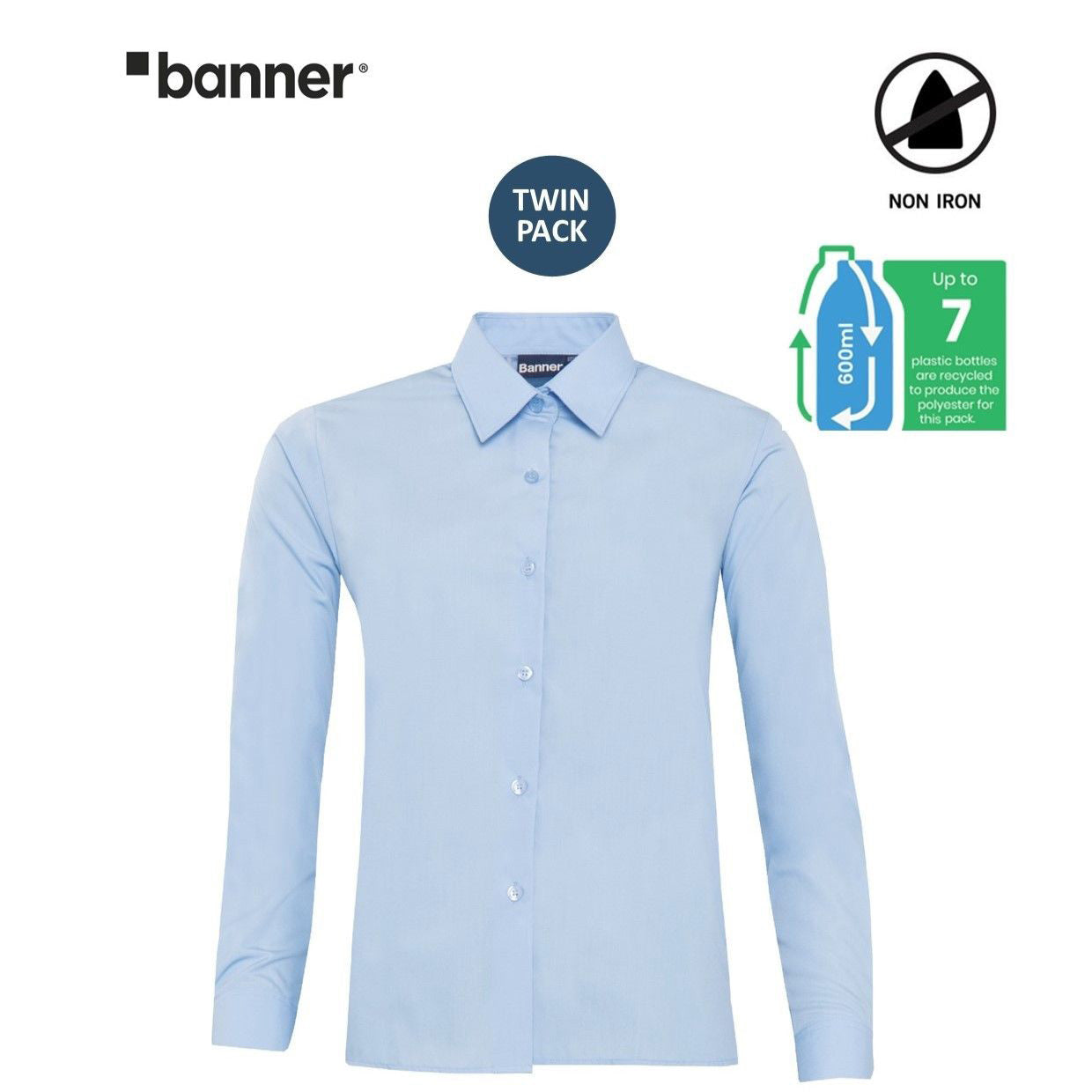 THE HSL TWIN PACK REGULAR FIT SHIRT L/S 14.5" - 17.5" COLLAR