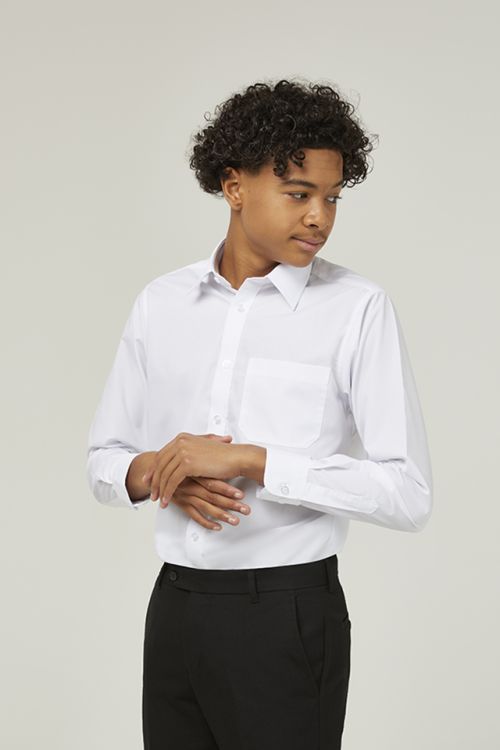 TRUTEX WHITE LONG SLEEVE TWIN PACK SHIRTS - 12.5" - 14" COLLAR