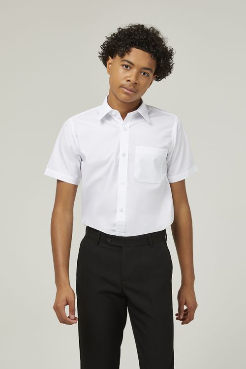 TRUTEX WHITE SHORT SLEEVE TWIN PACK SHIRTS - 14.5" - 17.5" COLLAR