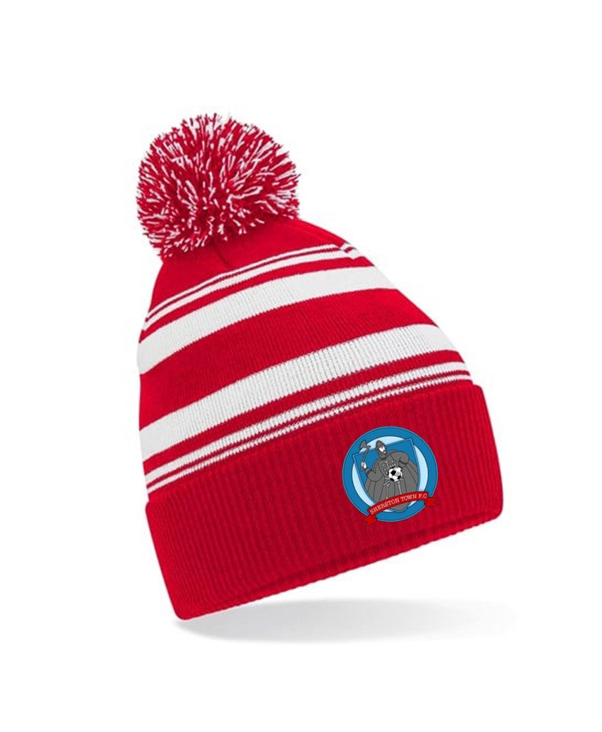 SHERSTON TOWN FC STRIPED FAN BOBBLE HAT