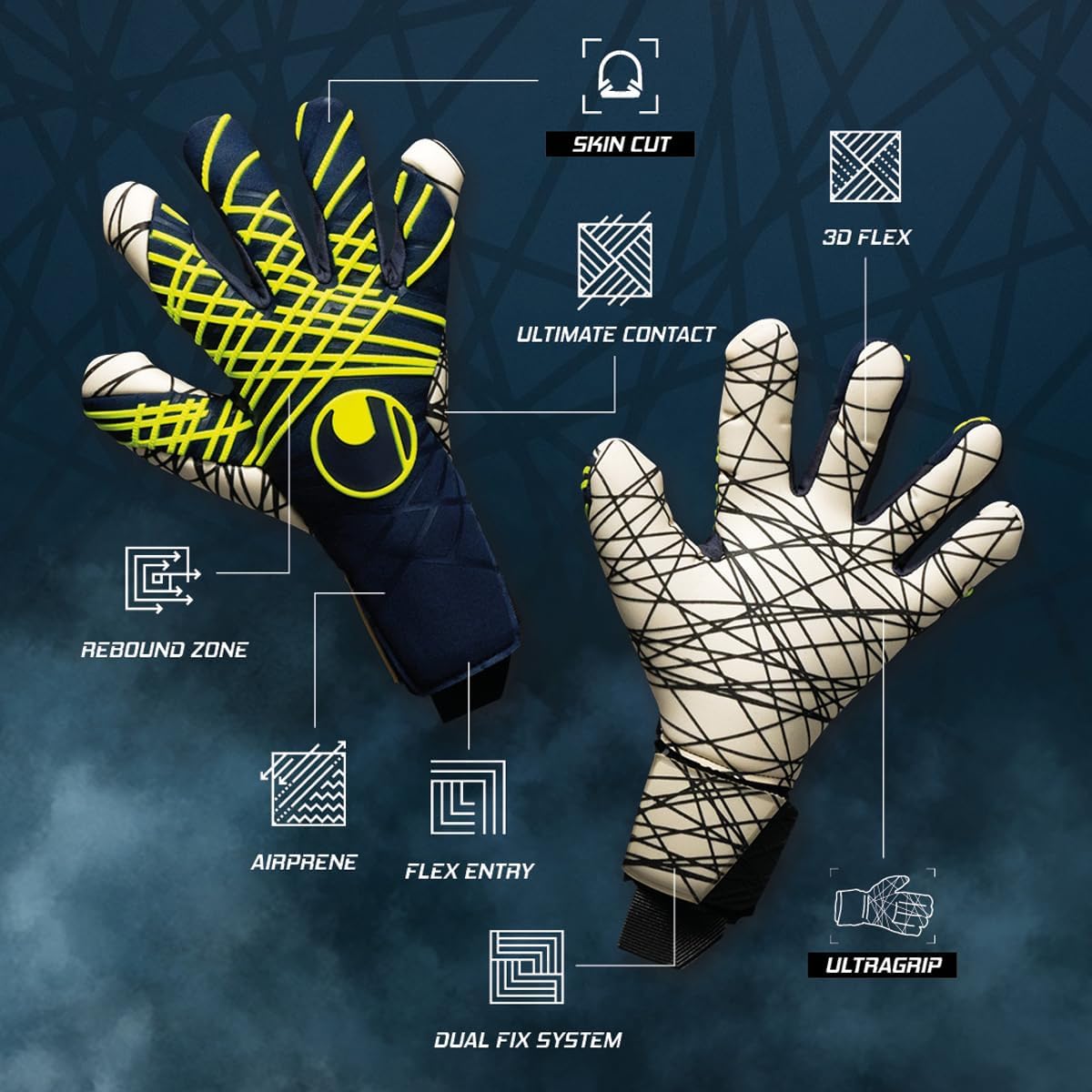 UHLSPORT PREDICTION ULTRAGRIP SKIN CUT GOALKEEPER GLOVES