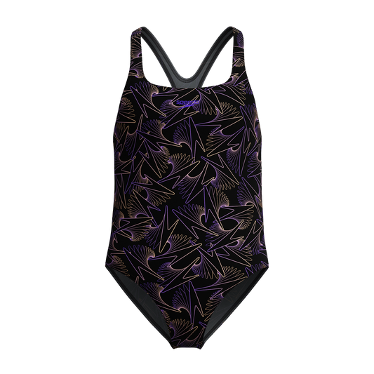 SPEEDO GIRLS HYPERBOOM MEDALIST ALLOVER PRINT SWIMSUIT