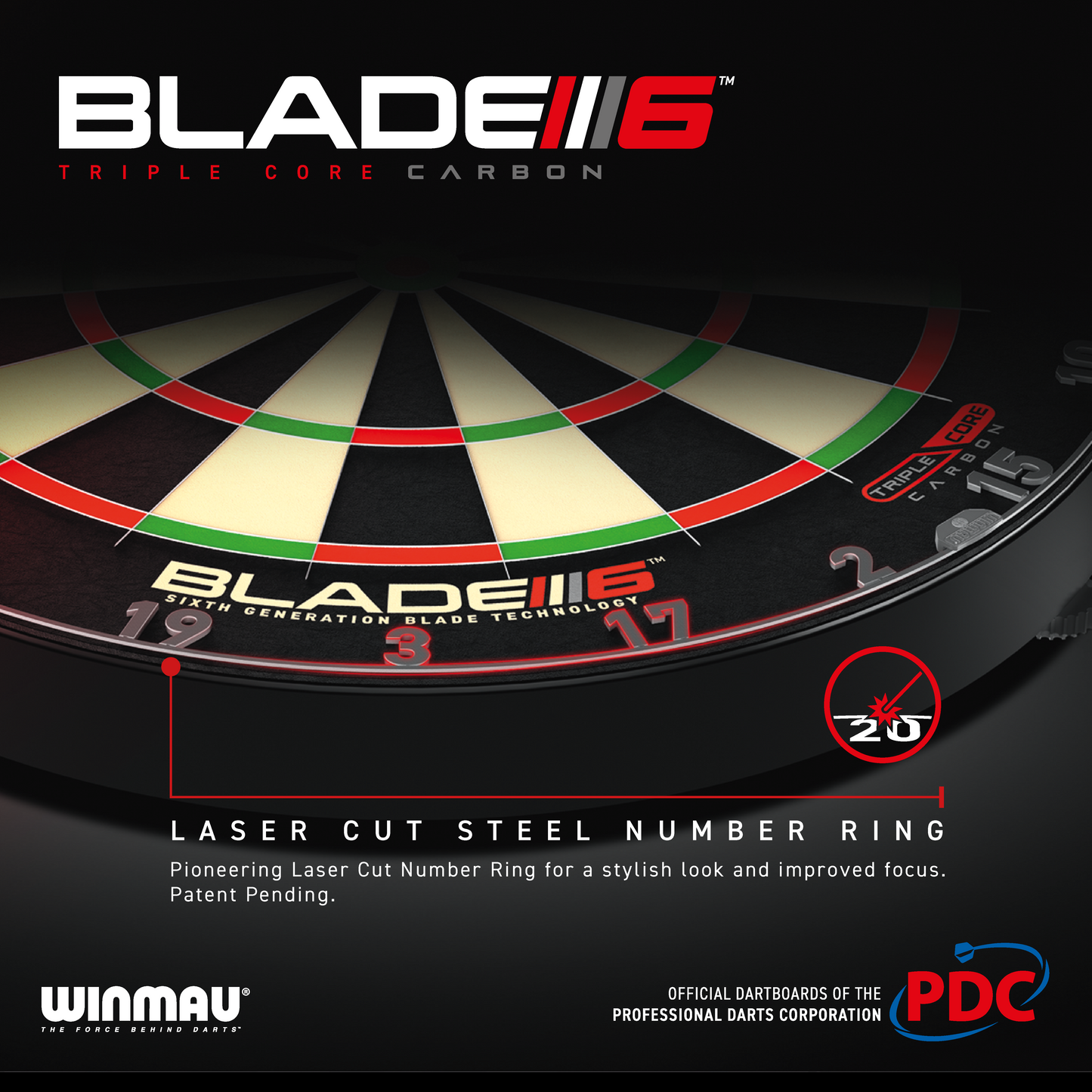 WINMAU BLADE 6 TRIPLE CORE CARBON DARTBOARD