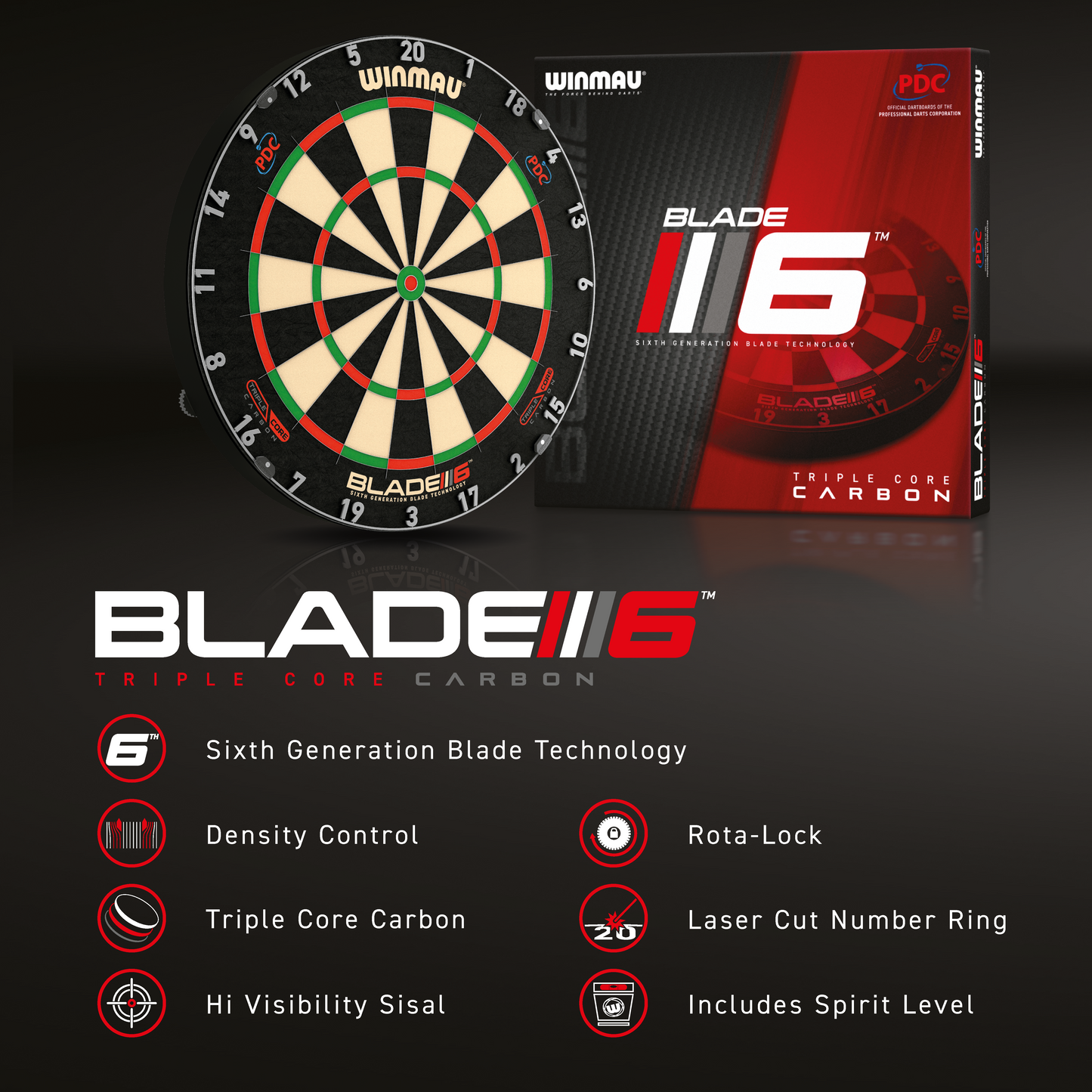 WINMAU BLADE 6 TRIPLE CORE CARBON DARTBOARD