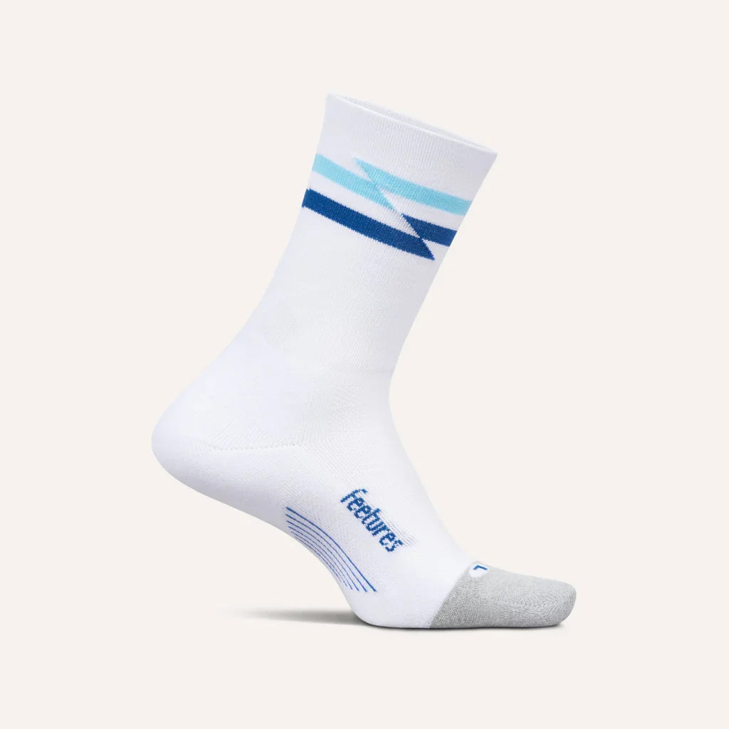 FEETURES ELITE LIGHT CUSHION MINI CREW SOCKS - WHITE TRACK