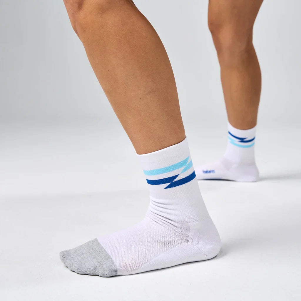 FEETURES ELITE LIGHT CUSHION MINI CREW SOCKS - WHITE TRACK