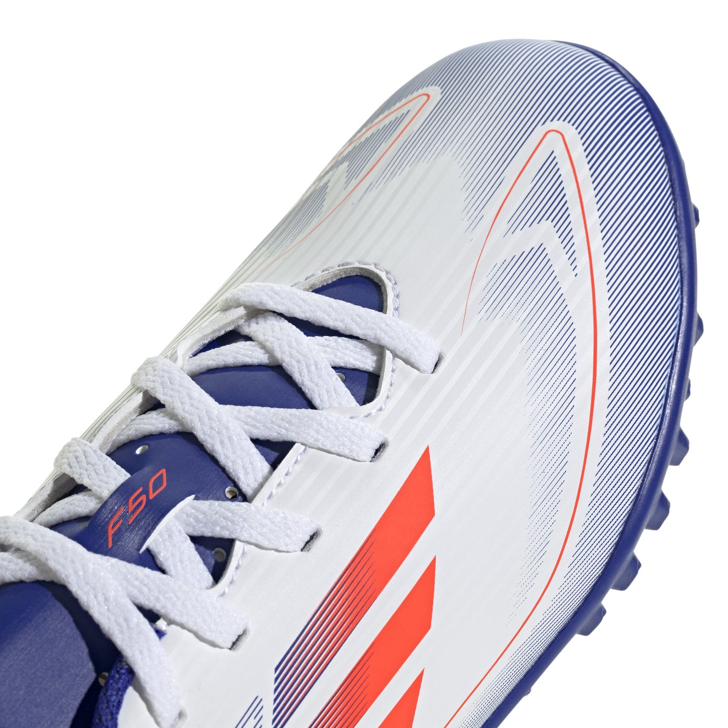 ADIDAS F50 CLUB TF J - WHITE/SOLAR RED/LUCID BLUE