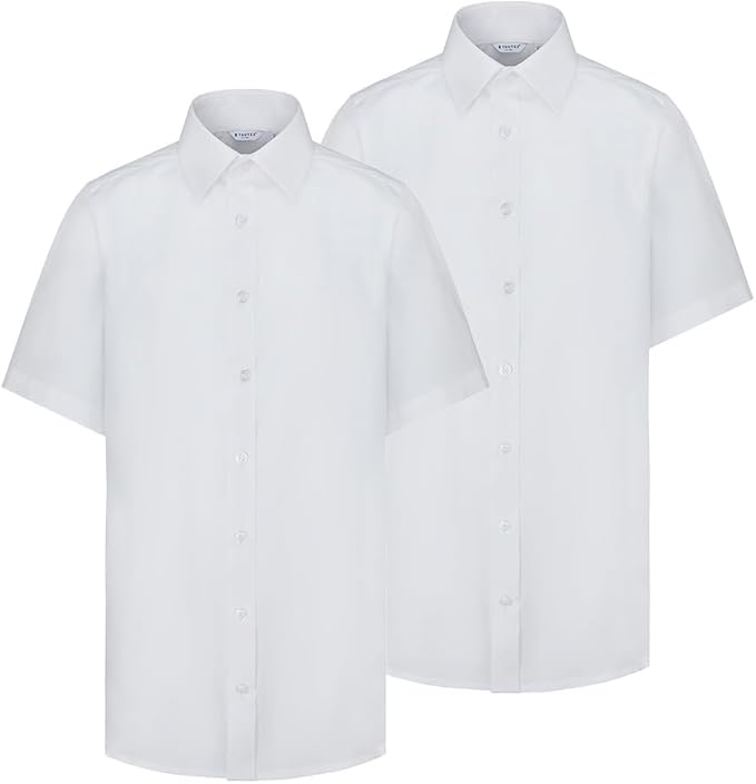 TRUTEX WHITE SHORT SLEEVE TWIN PACK SHIRTS - 14.5" - 17.5" COLLAR