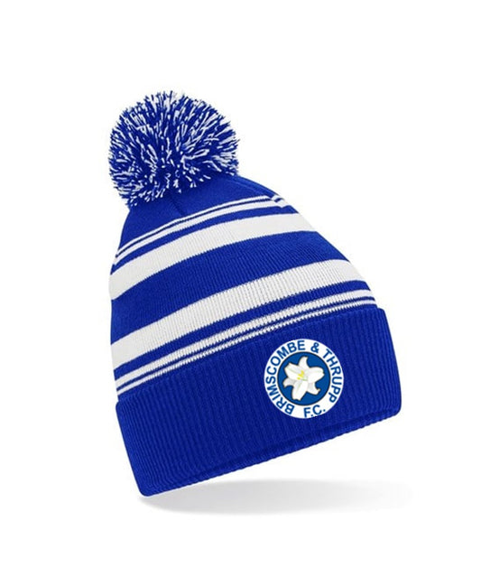 BRIMSCOMBE & THRUPP FC STRIPED FAN BOBBLE HAT